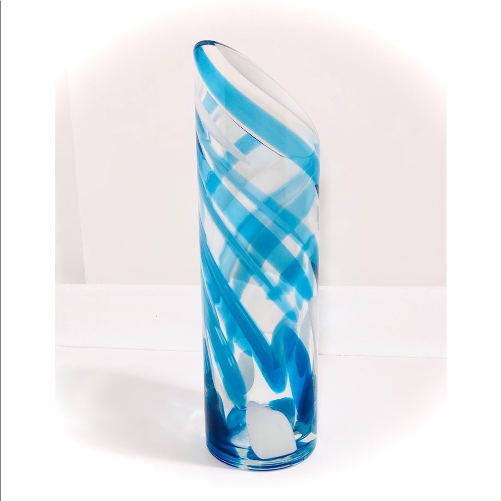 Large Blue Art Deco Vase